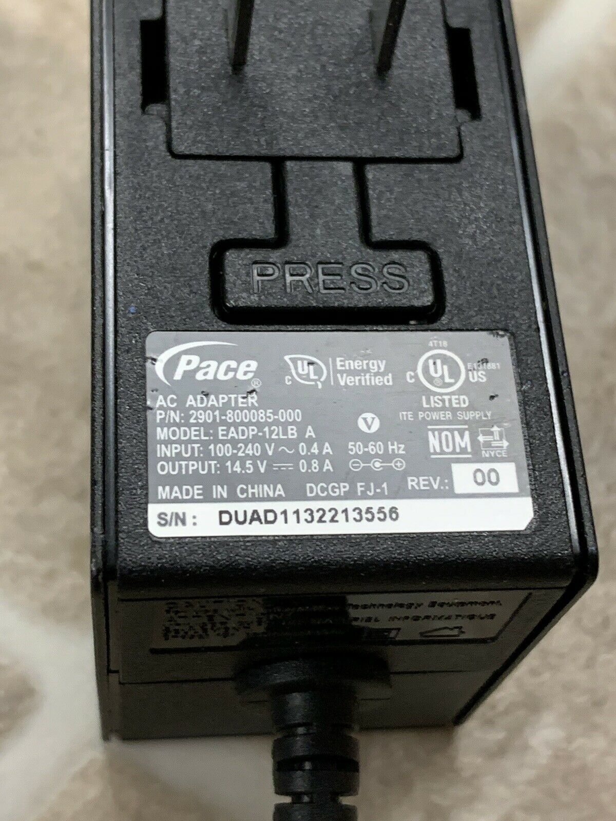 *Brand NEW*Pace EADP-12LB A 2901-800085-000 14.5V 0.8A AC DC Adapter POWER SUPPLY